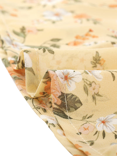 Ruffle Boho Chiffon Floral Printed Long Tiered Midi Skirt