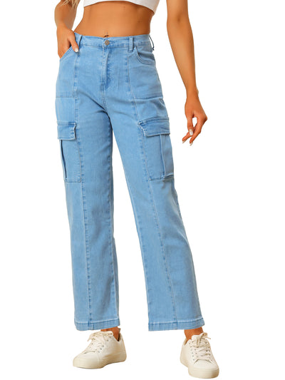 Women's High Waist Denim Trouser Casual Distressed Denim Pants Jeans