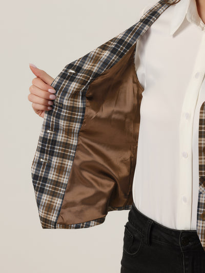 Plaid Waistcoat V Neck Single Breasted Sleeveless Jacket Vest