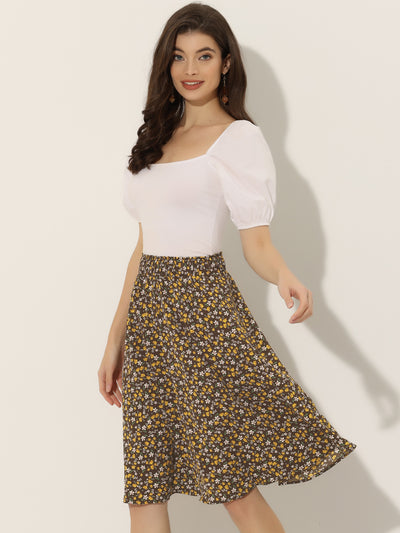 Floral Knee Length A-line Summer Skirt