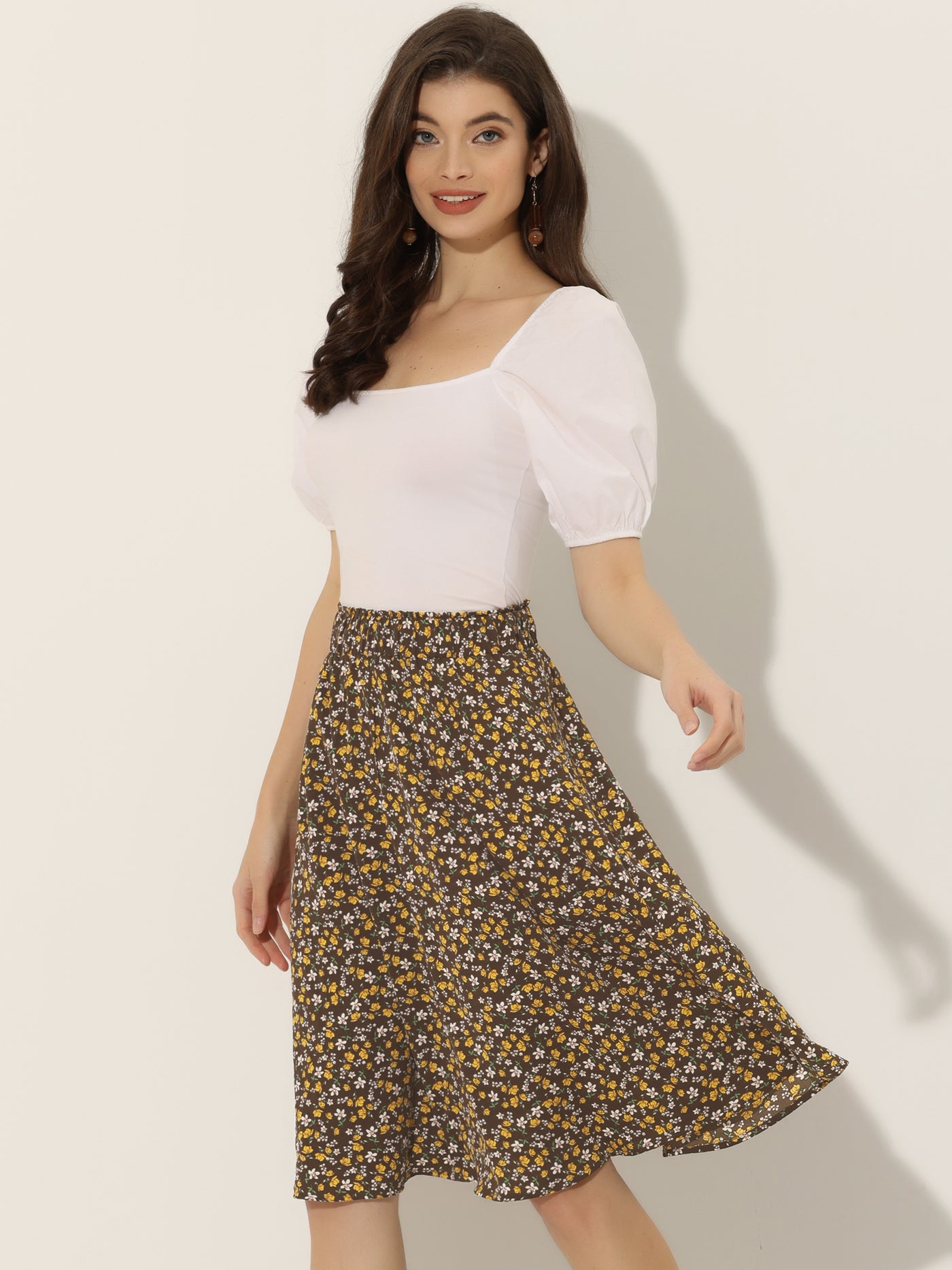 Allegra K Floral Knee Length A-line Summer Skirt