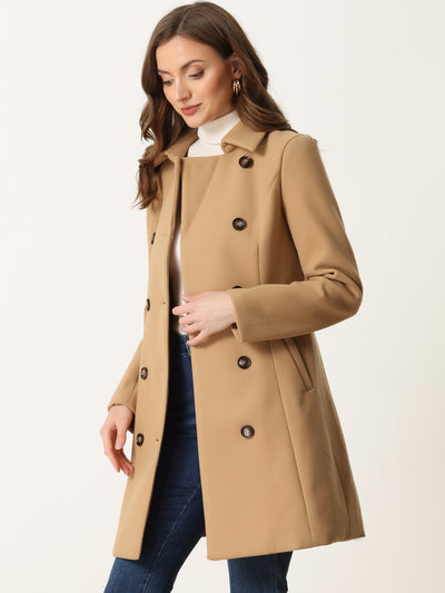 Lapel Double Breasted Slant Pocket Button Belted Pea Coats