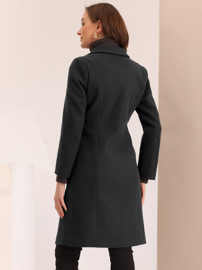 Notched Lapel Single Breasted Work Long Winter Coat