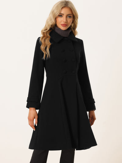 Winter Overcoat Collared A Line Double Breasted Long Coat