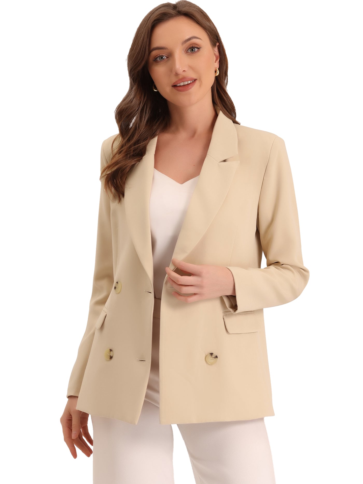 Allegra K Notched Lapel Double Breasted Work Formal Blazer