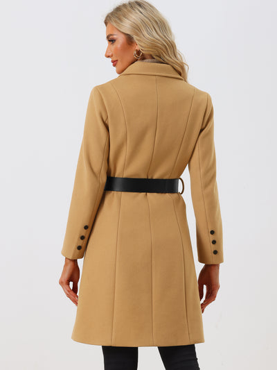 Lapel Collar Winter Belted Double Breasted Long Coat