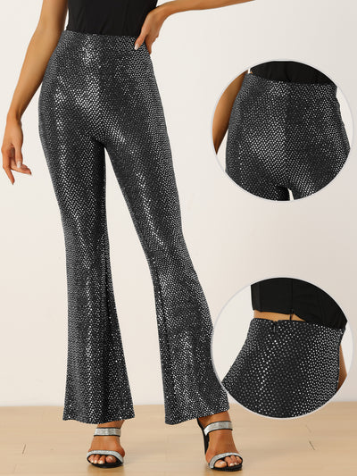 Sequin Glitter Sparkle Bell Bottoms Stretch Shiny Flare Pants