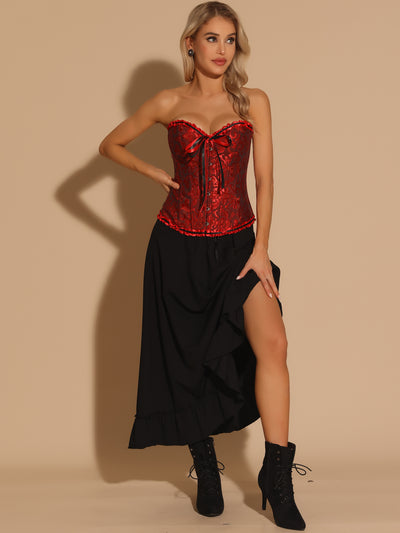 Lace Up Corset Strapless Victorian Boned Bustier Top