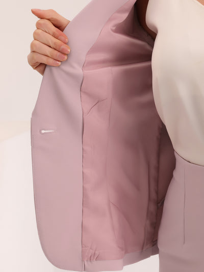 Business Casual Long Sleeve Blazer Pencil Skirt 2 Piece Suit Set