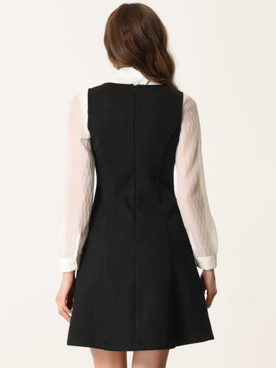 Pinafore A-Line Double Breasted Overall Suspender Dress