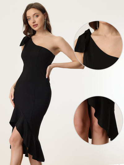 Bodycon Mermaid One Shoulder Fishtail Cocktail Evening Dress