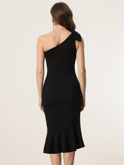 Bodycon Mermaid One Shoulder Fishtail Cocktail Evening Dress