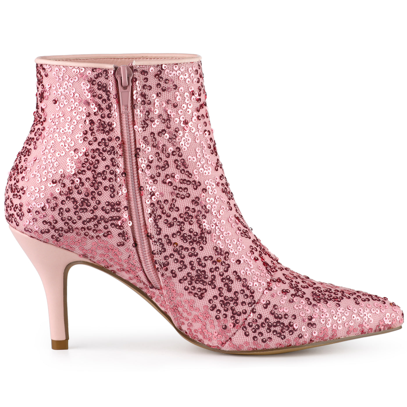 Allegra K Glitter Sparkle Lace Stiletto Heel Party Sequin Ankle Boots