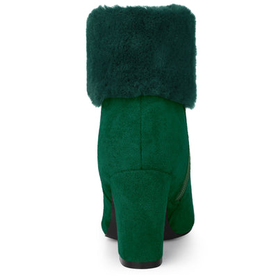 Christmas Faux Fur Chunky Heel Ankle Boots