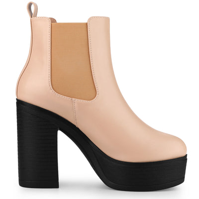 Platform Chunky High Heel Chelsea Ankle Boots