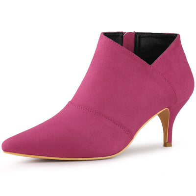 Pointed Toe Kitten Heel Cutout Ankle Boots