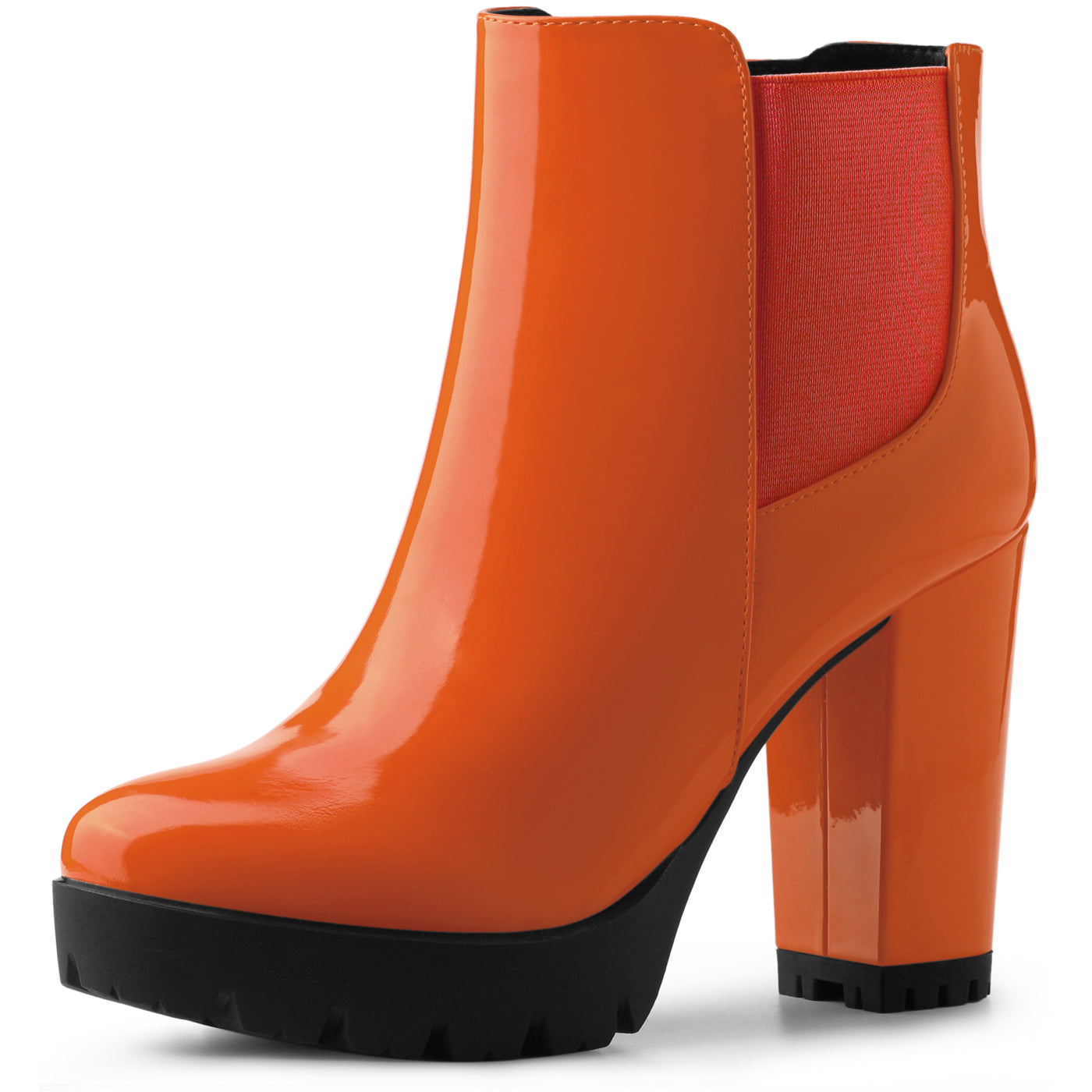Allegra K Round Toe Zipper Block Heel Platform Ankle Boots