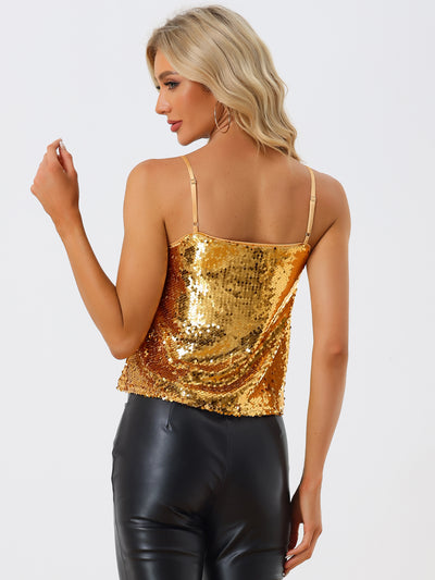 Sequined Straps Party Glitter Disco Sparkle Cami Top