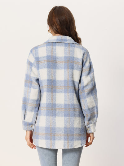 Plaid Winter Casual Jacket Two Pockets Button Front Closure Coat