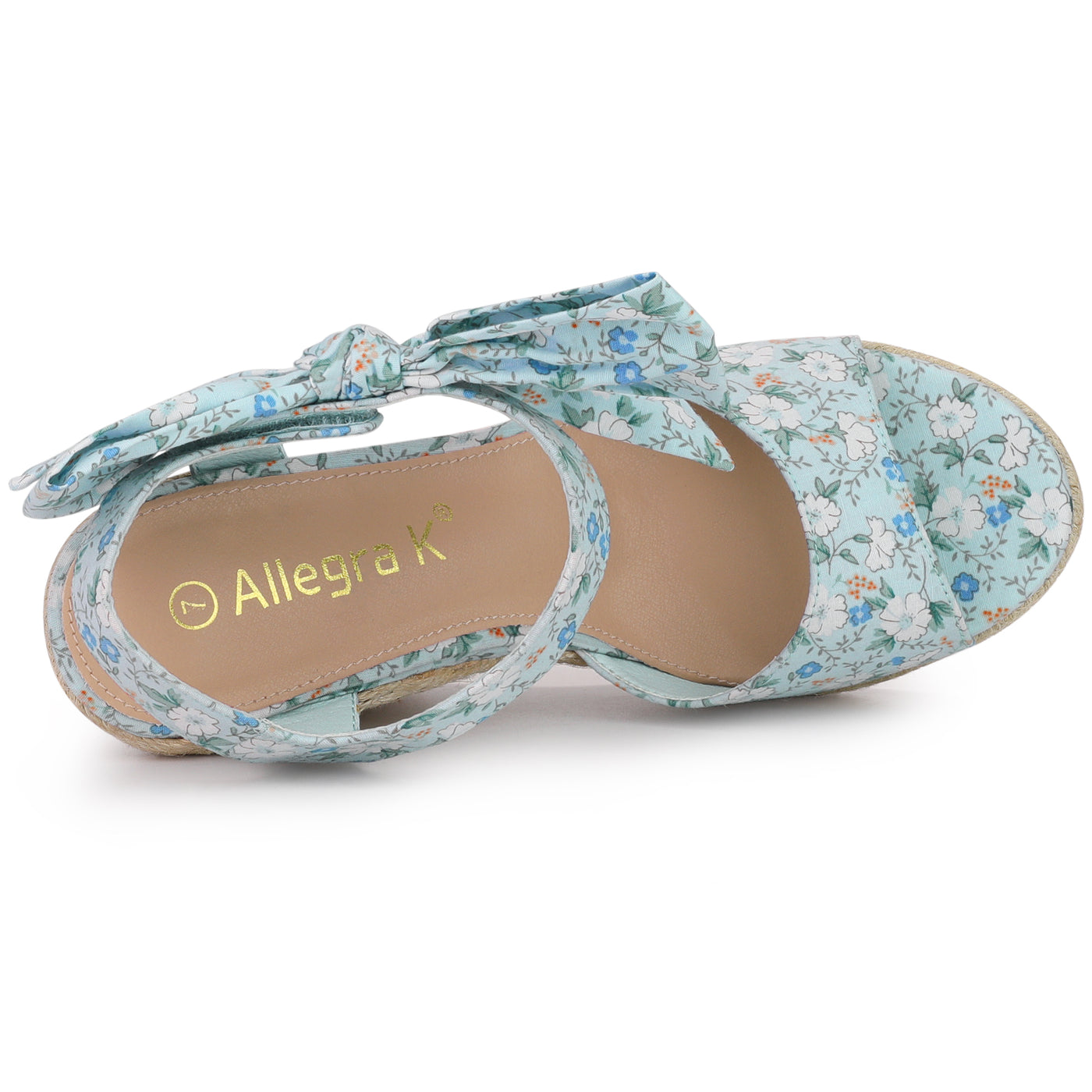 Allegra K Platform Floral Printed Slingback Espadrille Wedge Sandals
