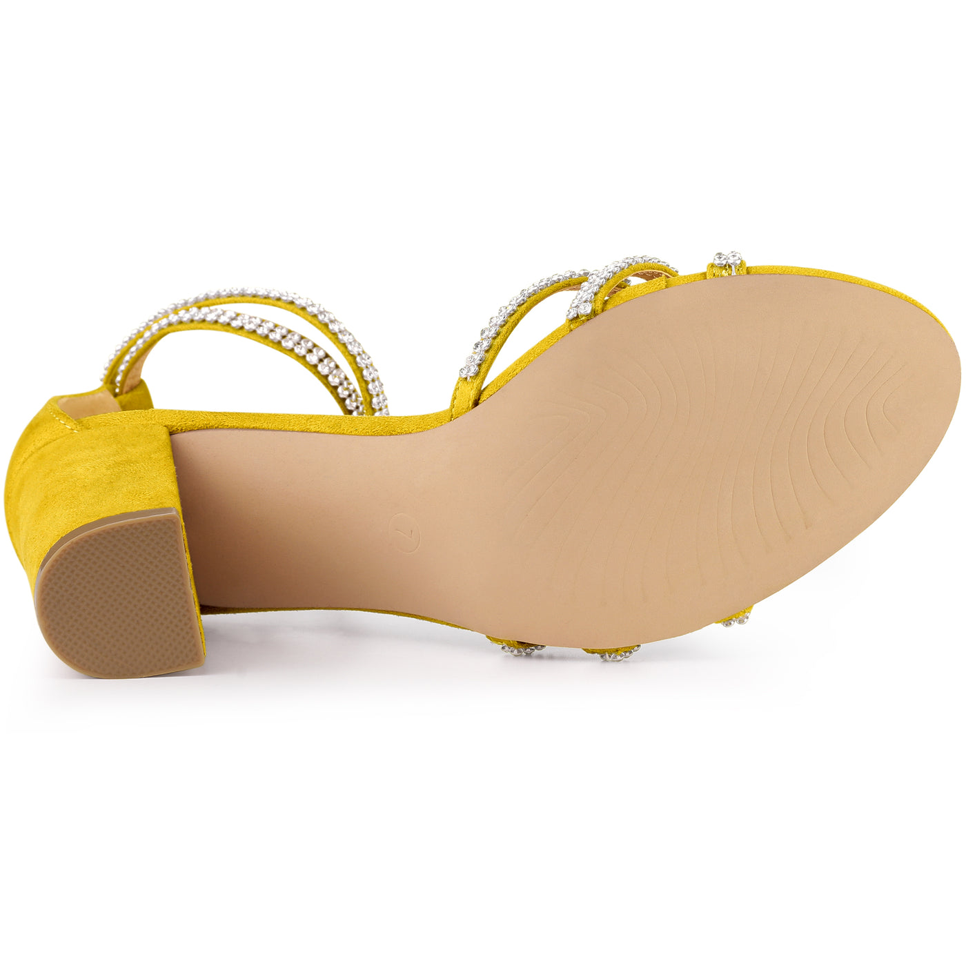 Allegra K Rhinestones Strappy Chunky Heel Sandals