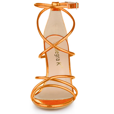 Elegant Open Toe Strappy Strap Stiletto Heel Sandals