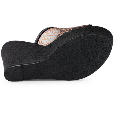 Glitter Platform Heel Slide Wedge Sandals