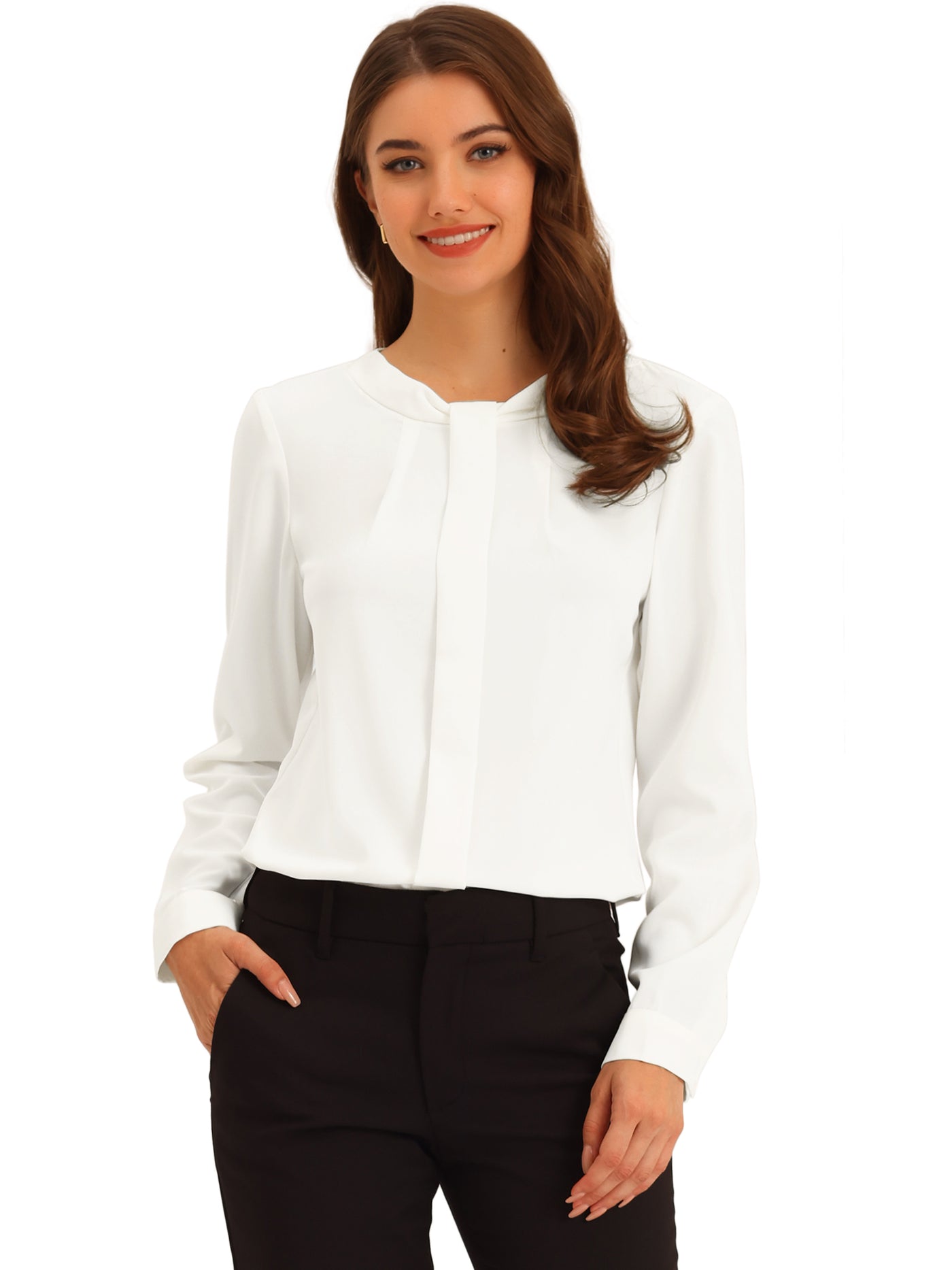 Allegra K Work Shirt Long Sleeve Business Casual Tops