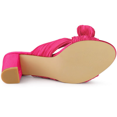 Women's Slip on Bow Chunky Heel Slide Sandals
