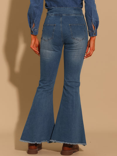 Women's Bell Bottom Jeans High Rised Classic Flared Denim Pants