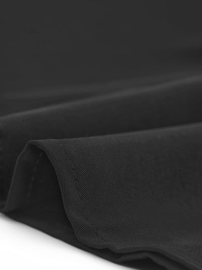 V Neck Half Sleeve Pockets Elegant Solid Color Belt Dress