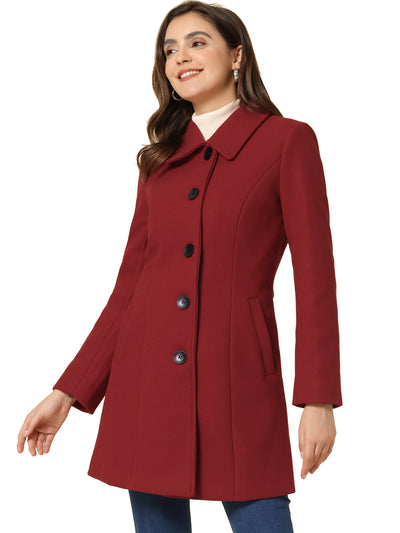Solid Winter Single Breasted Long Warm Pocketed Pea Coat