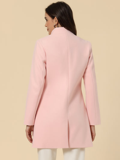 Mid-thigh Stand Collar Single Breasted Long Coat