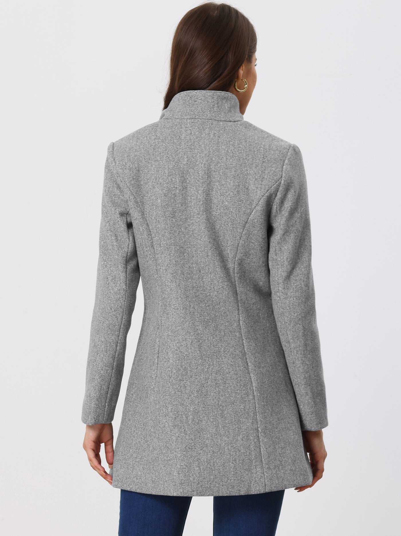 Allegra K Lapel Collar Buttoned Outerwear Elegant Work Winter Coat
