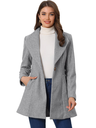 Lapel Collar Buttoned Outerwear Elegant Work Winter Coat