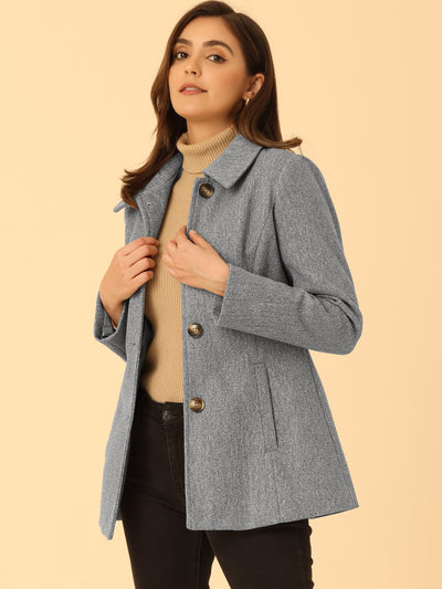 Work Office Winter Overcoat Single Breasted Point Collar Pea Coat