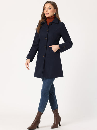 Winter Peter Pan Collar Mid-thigh A-line Single Breasted Pea Coat
