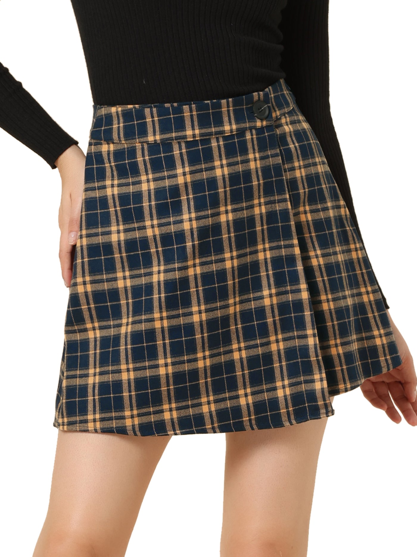 Allegra K Plaid Layers High Waist Skater A-Line Tartan Skirt