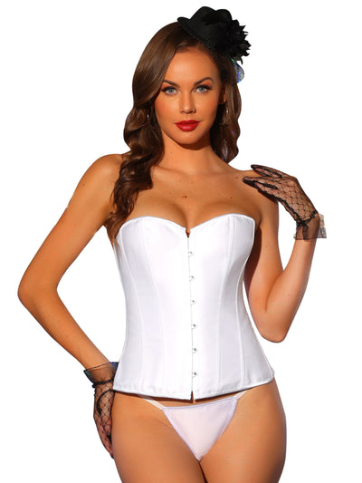 Gothic Satin Lace Up Waist Cincher Bustier Shapewear Over Bust Corset