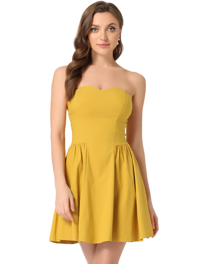 Strapless Sweetheart Neck Fit And Flare Mini Tube Top Dress