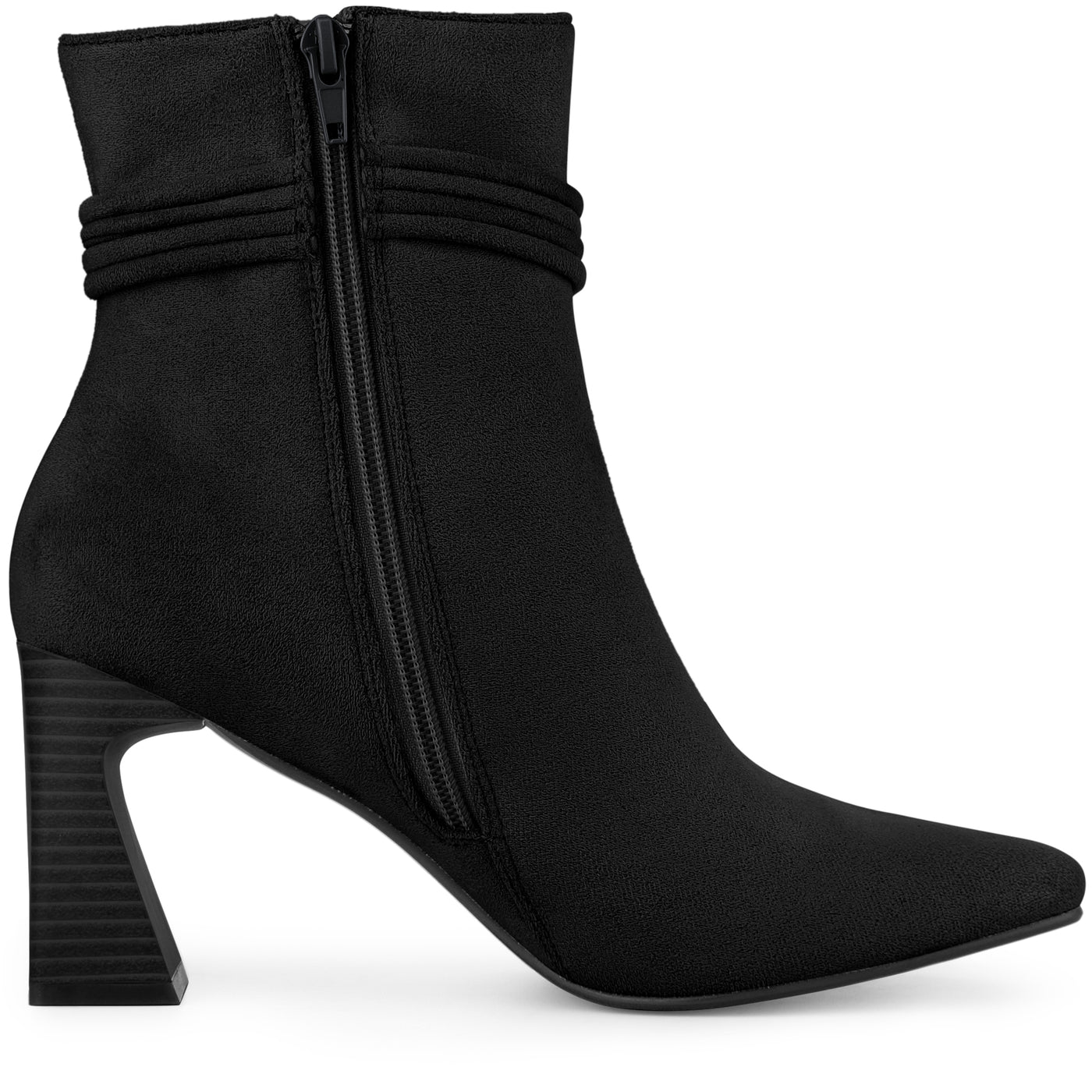Allegra K Knot Decor Square Toe Side Zip Chunky Heel Ankle Boots