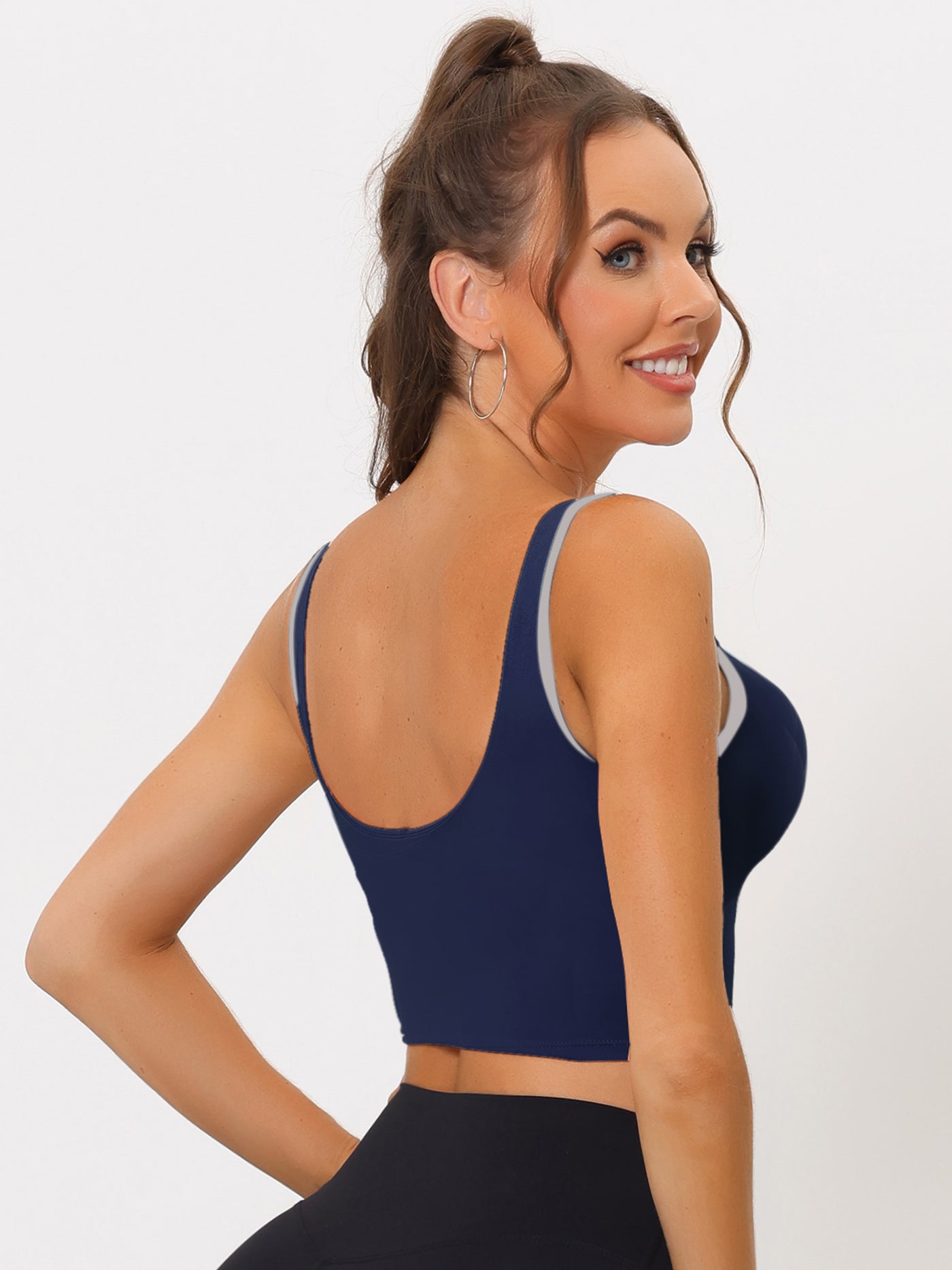 Allegra K Women's Sports Bra Padded Medium Support Wirefree Bras Workout Yoga Tank Top