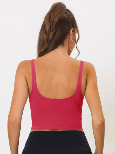 Women's Sports Bra Workout Fitness Longline Wireless Padded Yoga Tank Tops with Medium Support