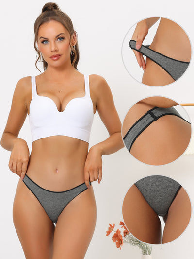 Underwear for Women Low-Rise Contract Color Bikini Sporty Sweat-Absorbing Thongs