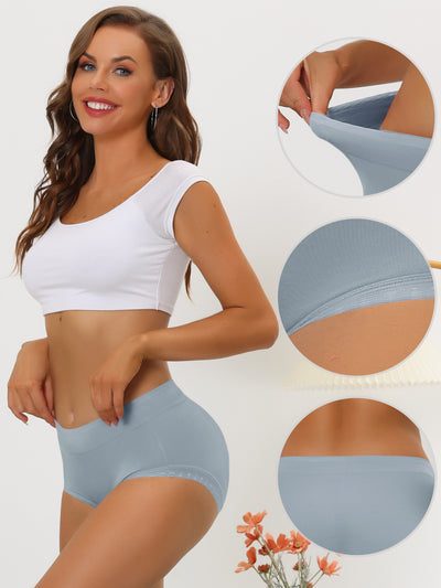Panties for Women Packs Mid-Rise Comfortable Underwear Mesh Trim Solid Brief