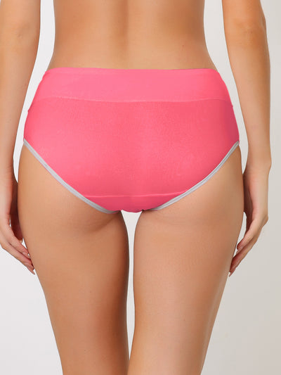 Women's Elastic Waist Athletic Color-Block Underwears Available in Plus Size