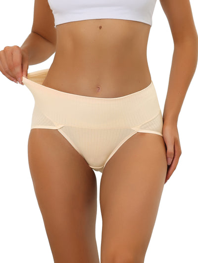 Women's Hi-Cut Ribbed High Waist Tummy Control Underwear Available in Plus Size