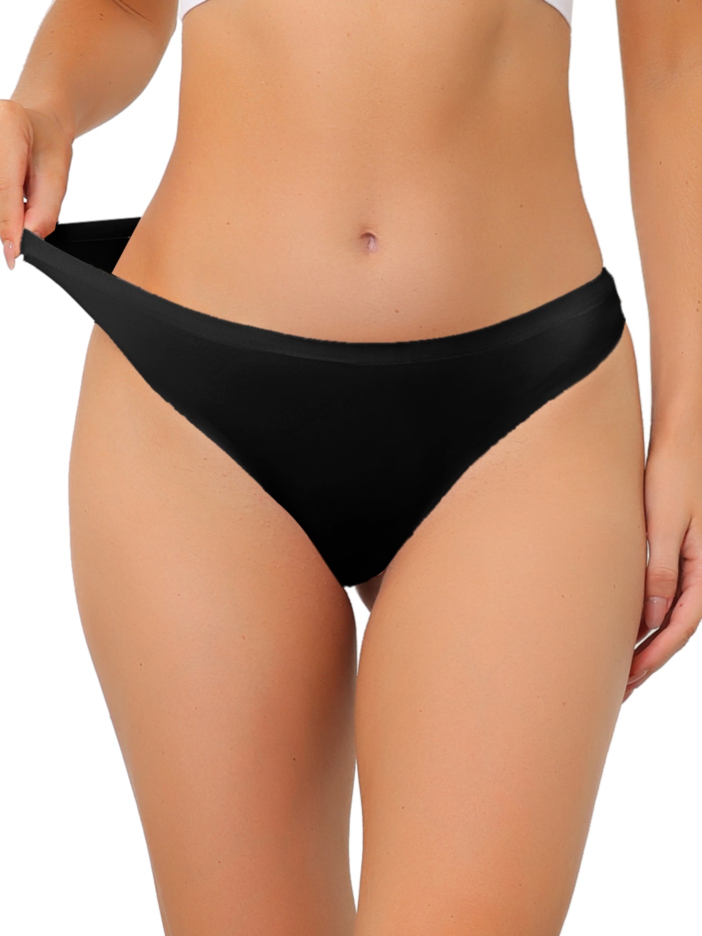 Allegra K Women's Unlined Thong, Available in Plus Size, No-Show Breathable Underwear