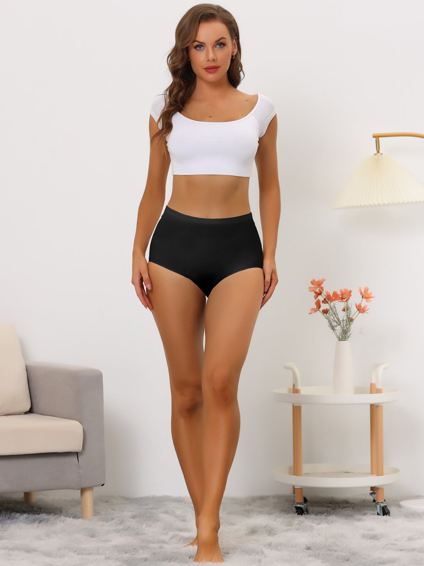 Allegra K Women's Elastic High-Waisted Brief Breathable No Show Hipster Underwear