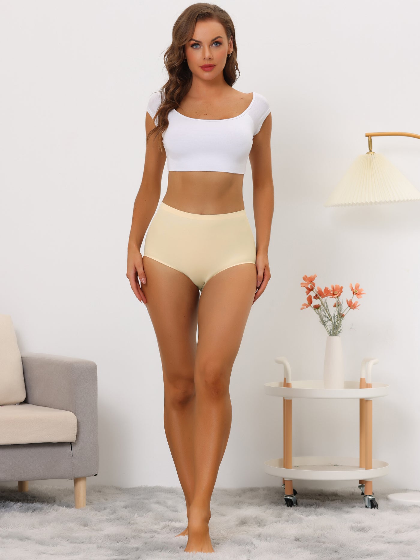 Allegra K Women's Elastic High-Waisted Brief Breathable No Show Hipster Underwear